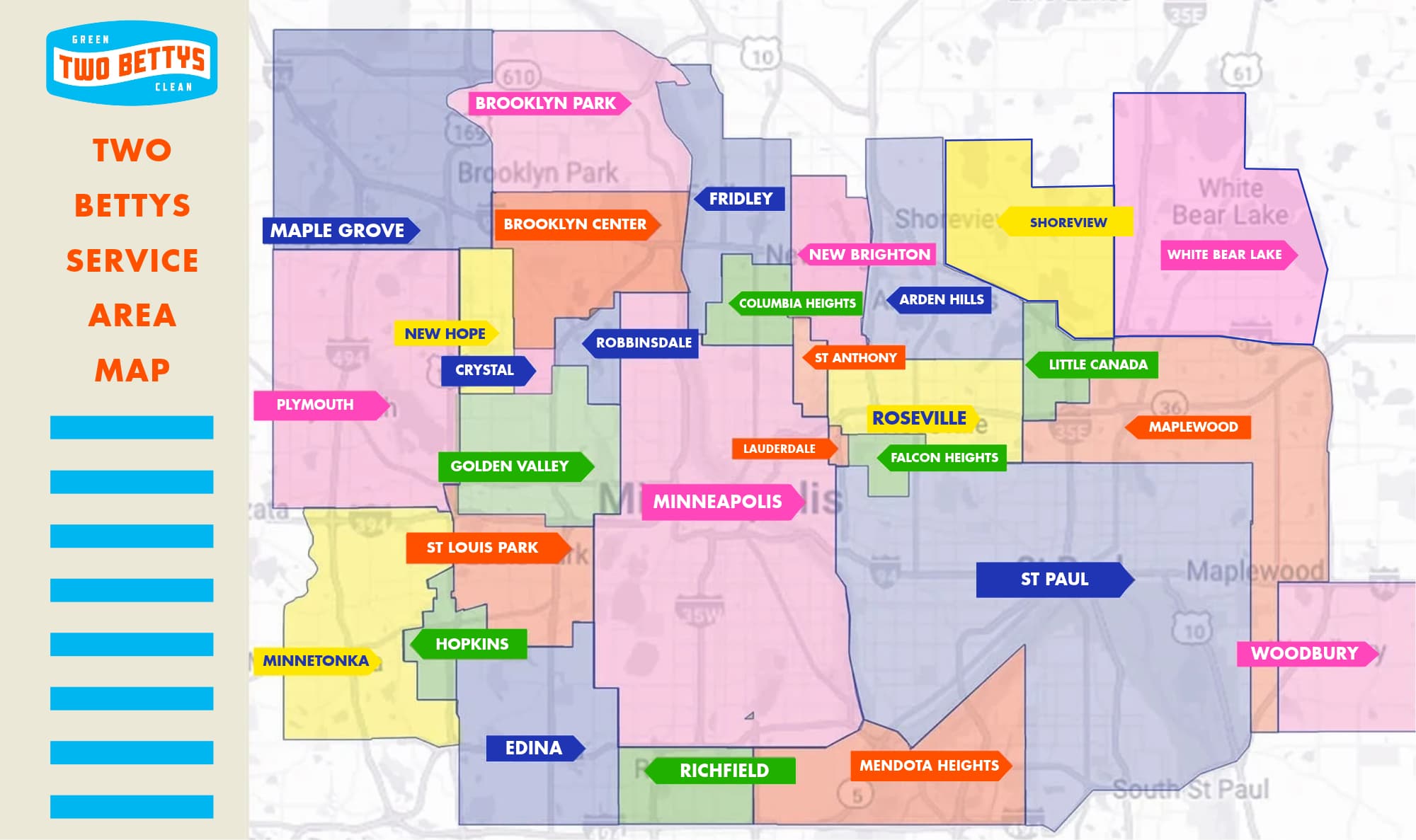 Two Bettys Service Area Map 2026